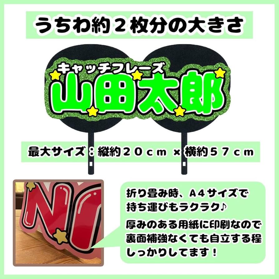 Amazon.co.jp: 連結文字セミオーダー緑Mサイズ連結団扇 文字パネル