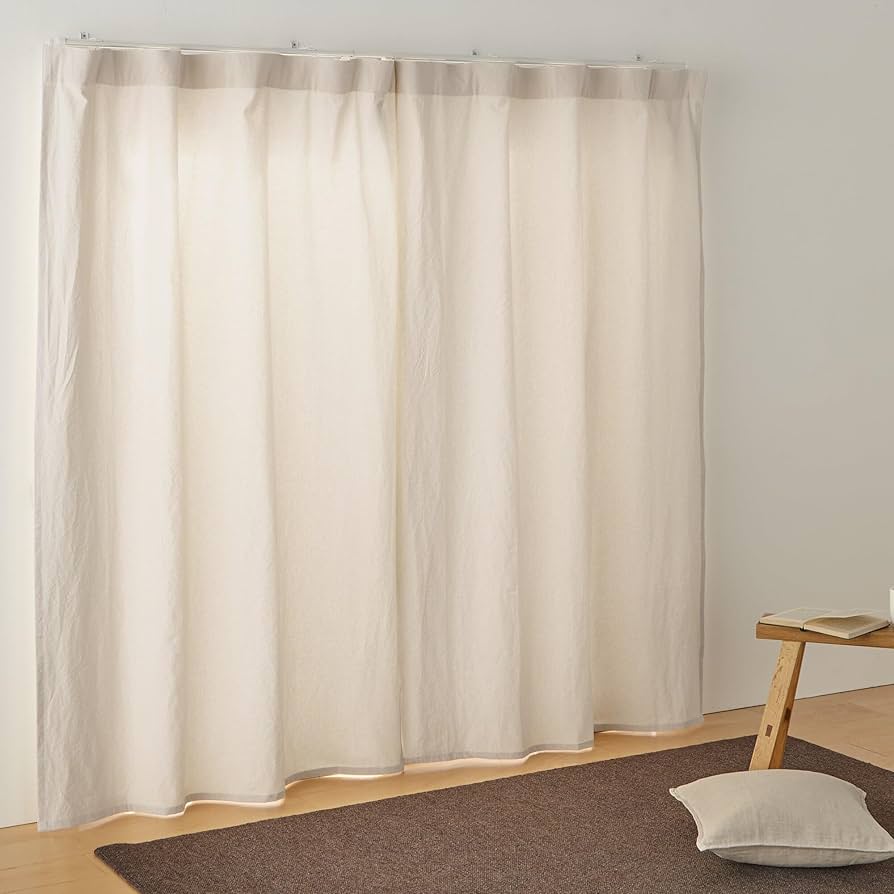 Amazon｜無印良品 綿洗いざらし平織ノンプリーツカーテン 生成 幅102