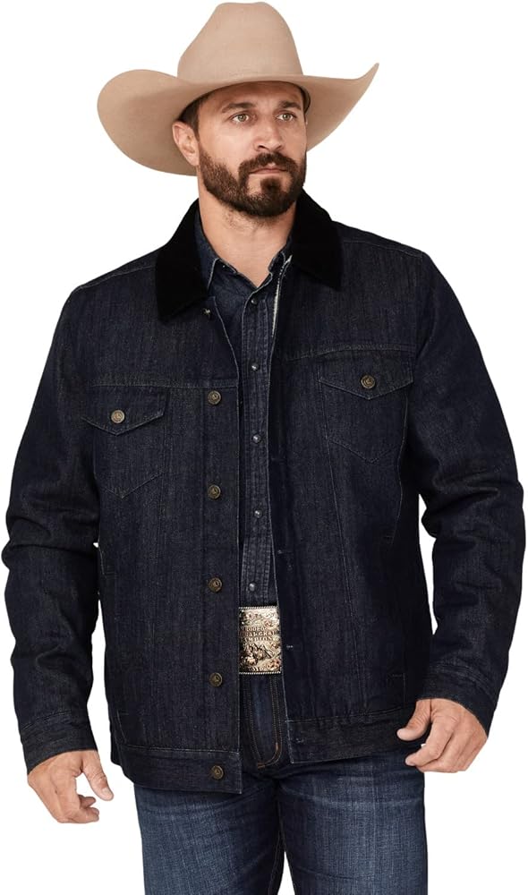 Cody James Men's Grand Teton Dark Wash Sherpa Cord Collar Denim