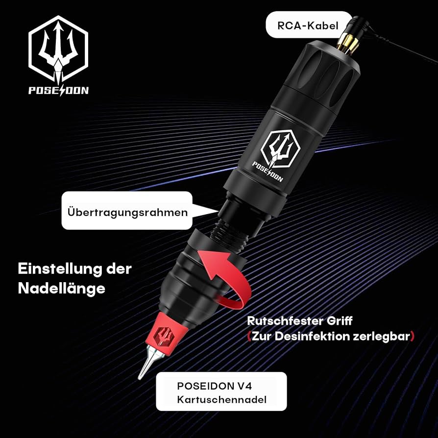 POSEIDON Wireless Tattoo Maschinen Set mit 20 Tattoo