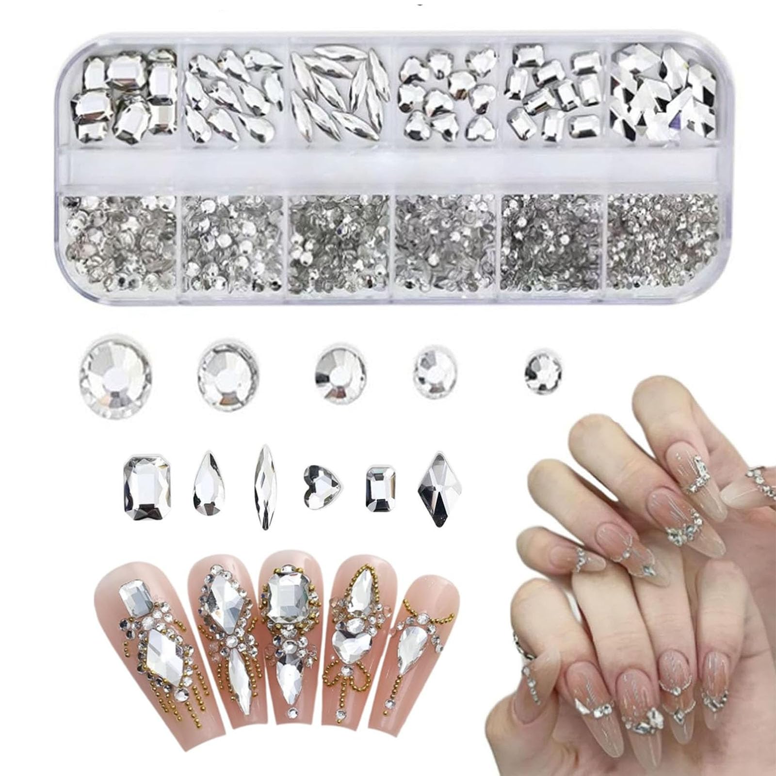 Amazon.co.jp: Doyime ラインストーン ネイルパーツ (12種類) ネイル
