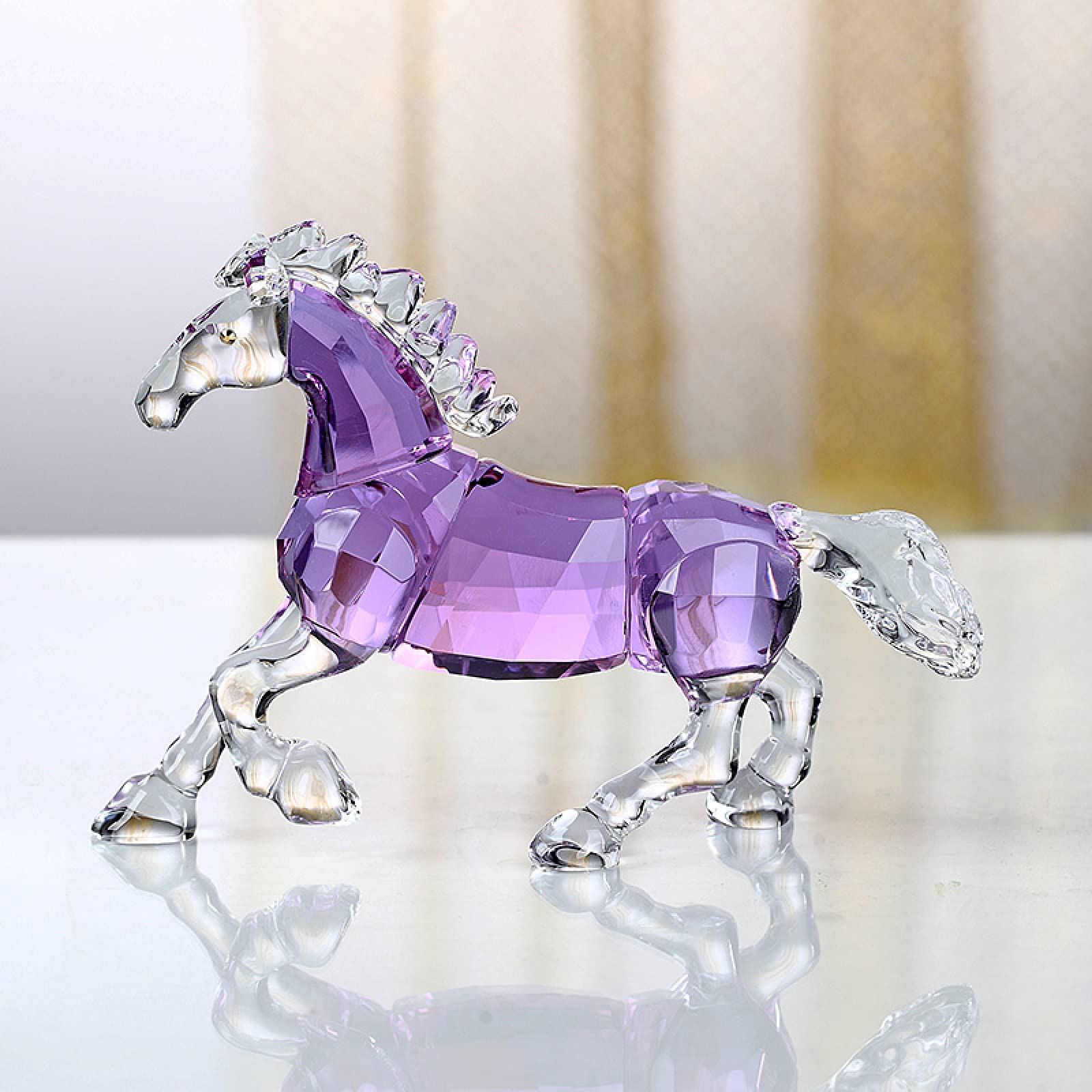 Amazon.co.jp: クリスタルオーナメント 紫色の馬 ガラス動物の置物