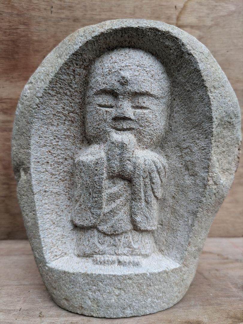 石仏、地蔵、地蔵菩薩、合掌地藏、倉田辰彦作 石仏、地蔵菩薩、15センチの
