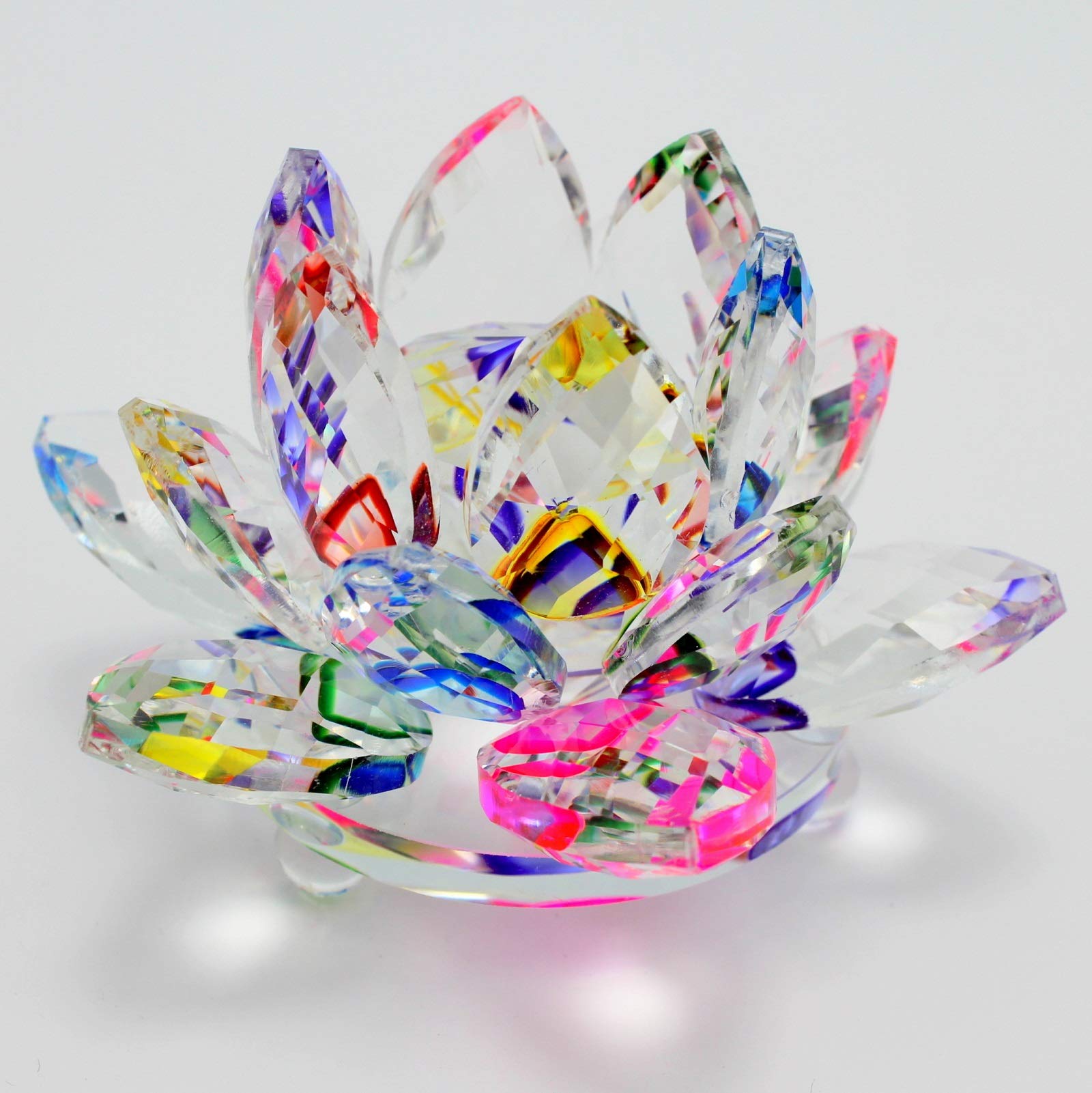 Amazon.co.jp: 開運クリスタルガラス 蓮の花 書道 文鎮 置物 - 水晶7色