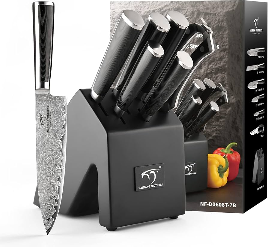 Amazon.com: NANFANG BROTHERS 7 Pieces Damascus Kitchen Knife Set