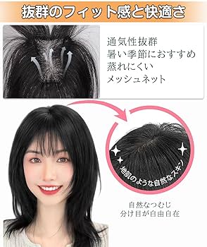 Amazon.co.jp: Knnzk ヘアピース 人毛 部分ウィッグ 総手植え 黒 頭