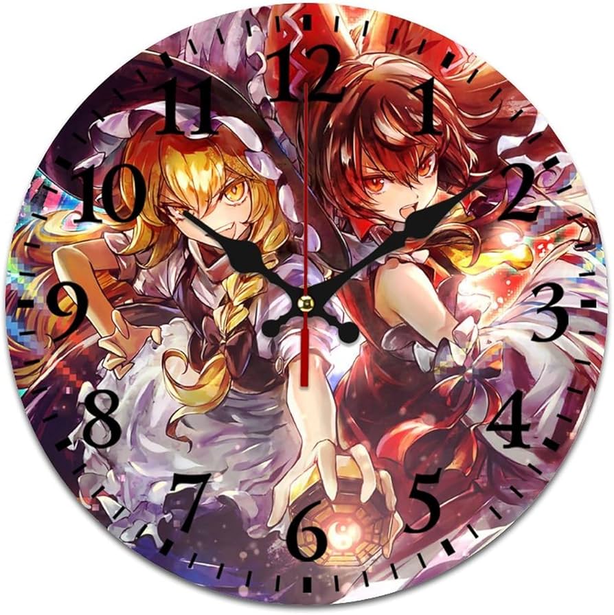 Amazon.co.jp: 可愛い キャラクター柄 霧雨魔理沙 博麗霊夢 掛け時計
