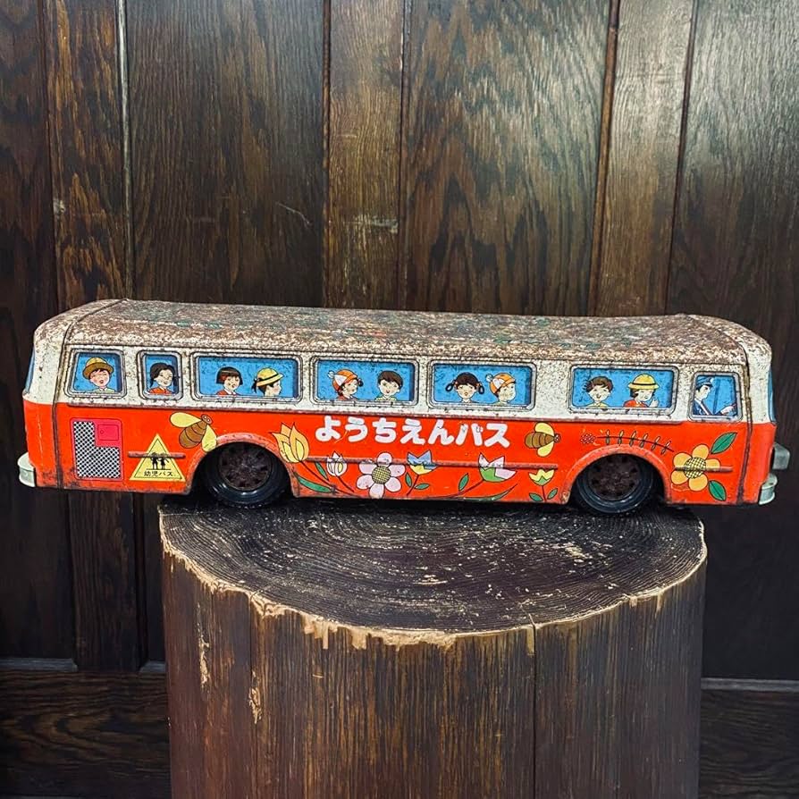 ブリキのおもちゃ 幼稚園バス コミックレッカー車 昭和レトロ ブリキの