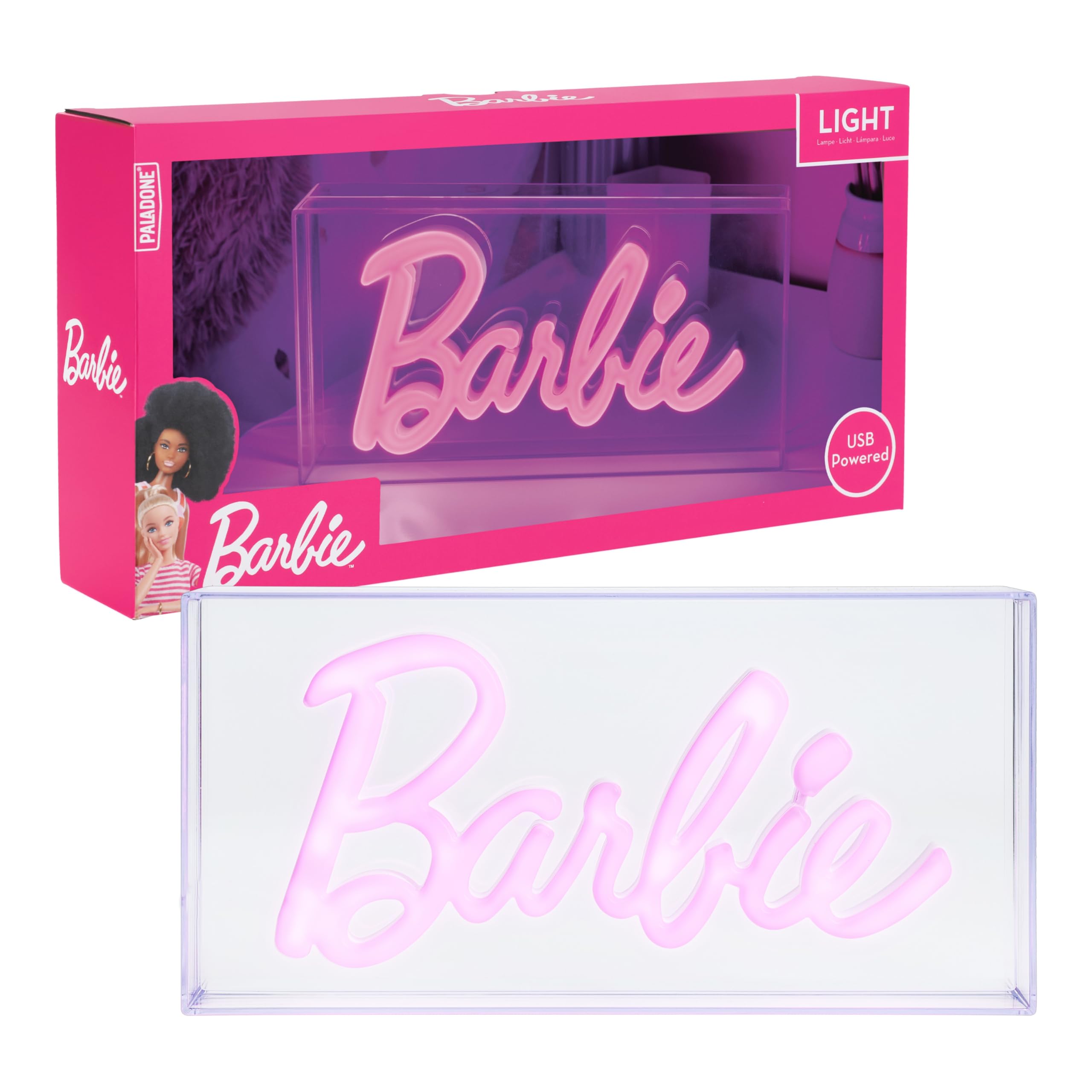 Amazon.com: Paladone Barbie Logo LED Neon Pink Sign, Officially