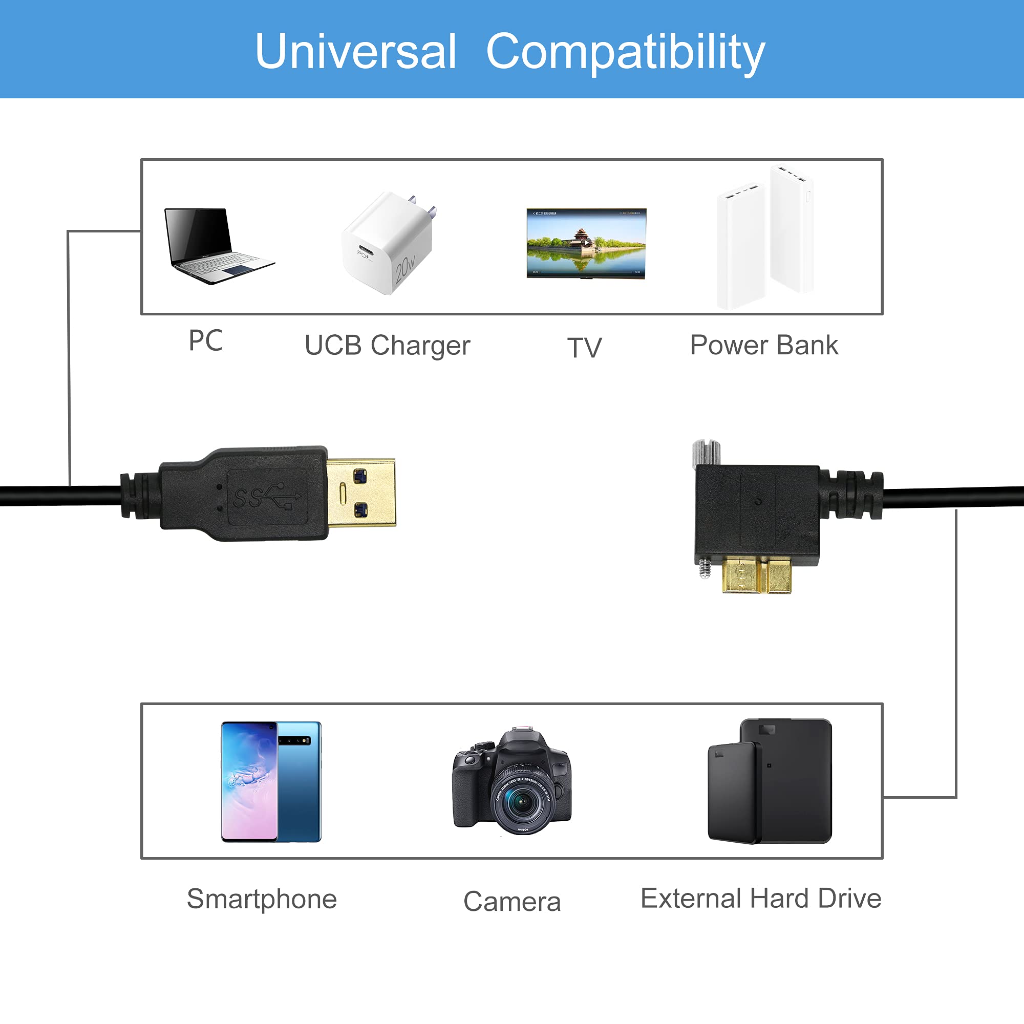 GINTOOYUN USB 3.0 to Micro B Cable USB 3.0 A Male to Micro B Male