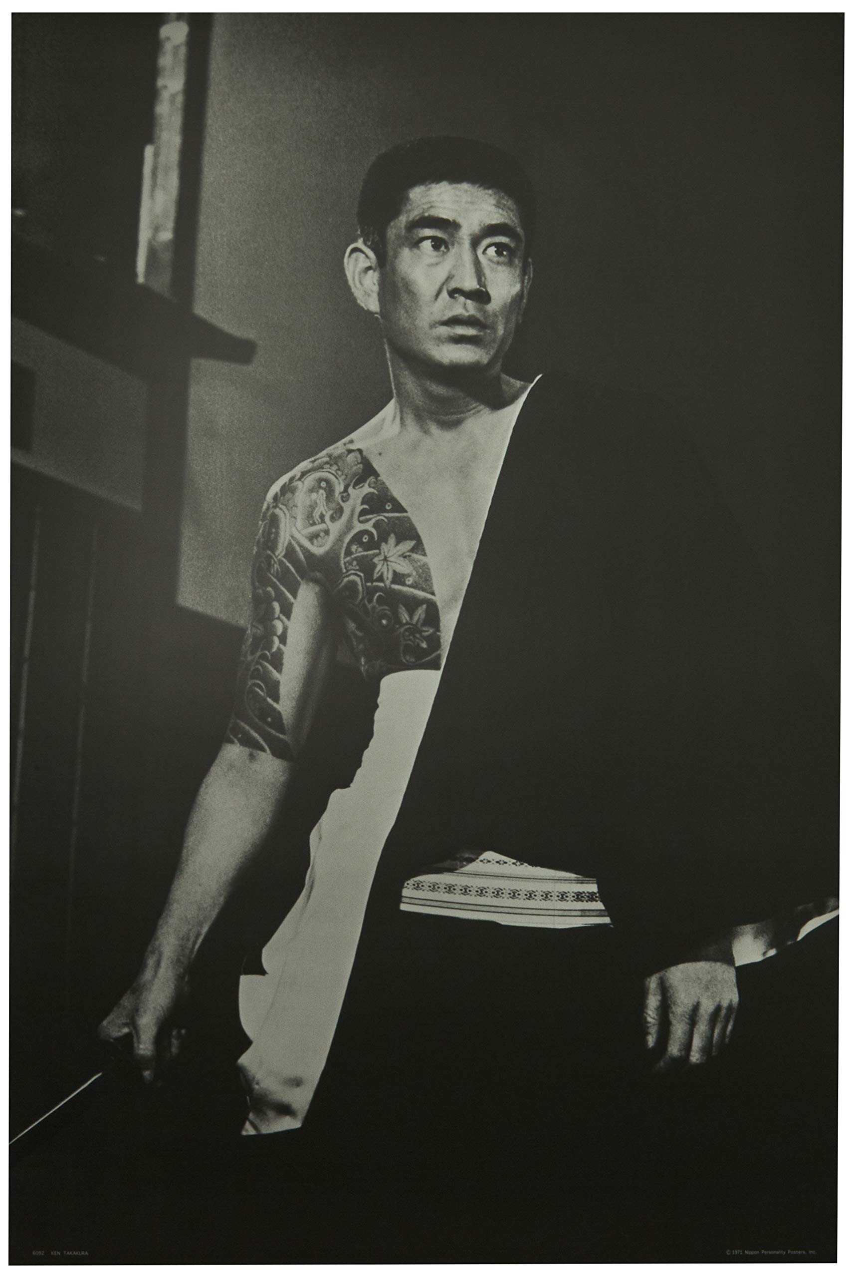 俳優の高倉健さんのモノクロ写真 木製フレーム付き 俳優の高倉健さんの