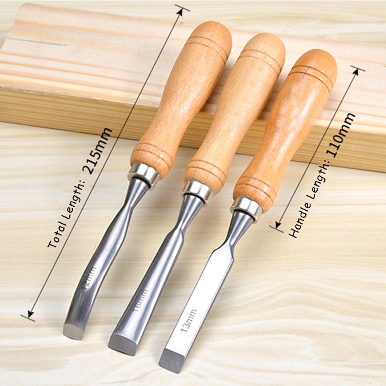 Amazon.co.jp: 木工用木工用ノミ7点セット、木製ハンドル、木槌、大工