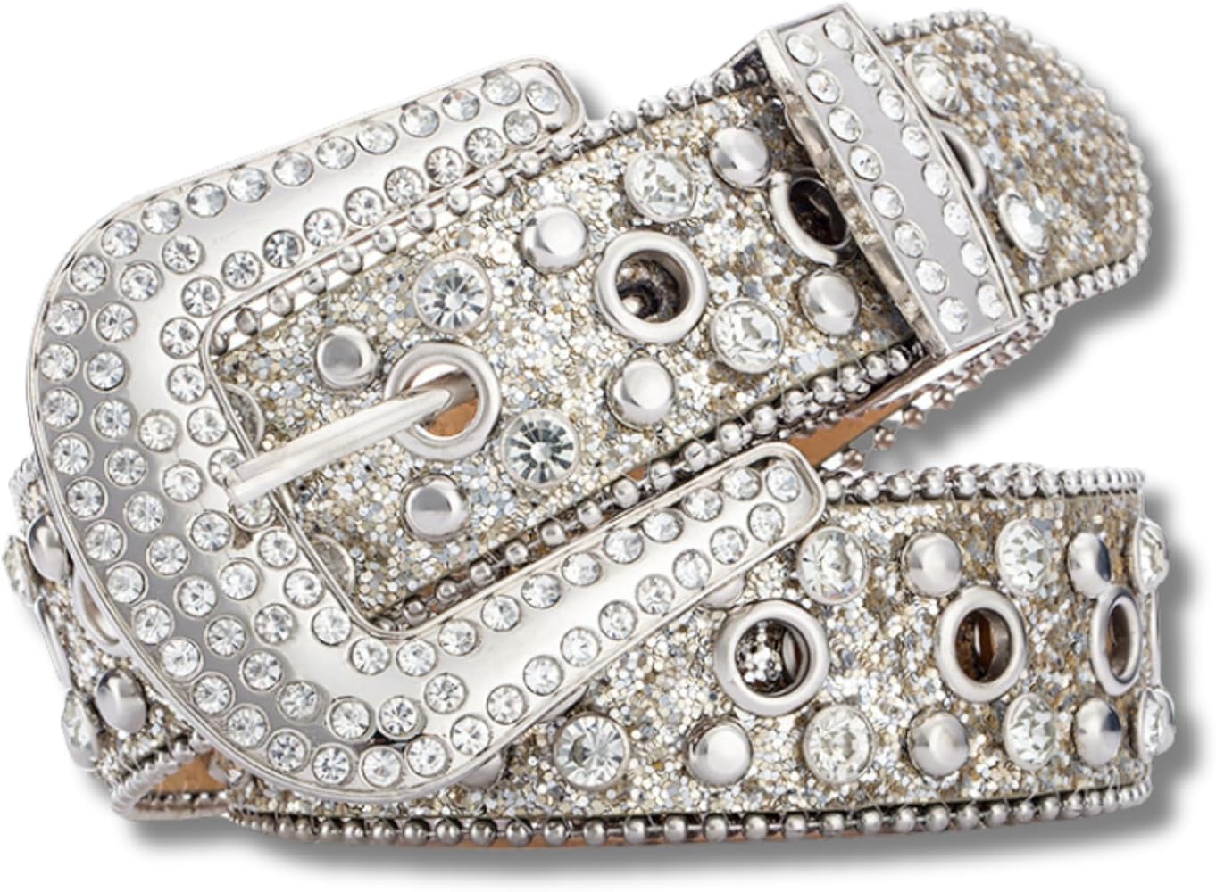 Amazon | [W＆C] ブリンブリン ベルト ウエスタン レザー CZダイヤ