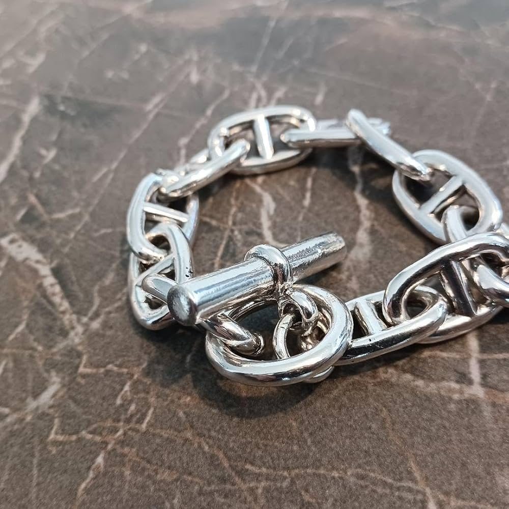 Amazon.co.jp: 極太 シェーヌダンクル シルバー 925 ブレスレット S925