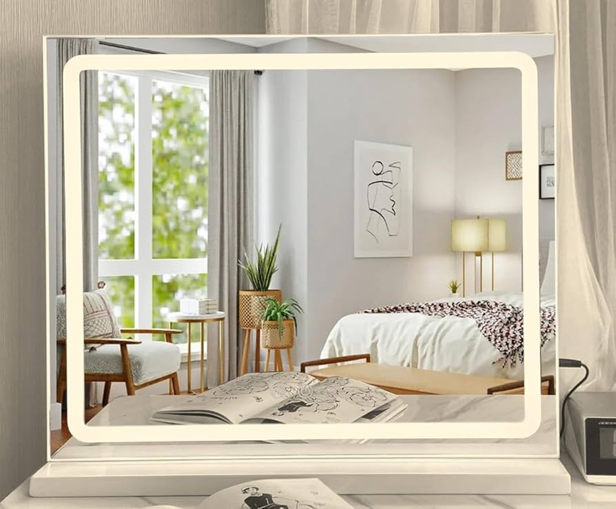 Amazon.co.jp: 女優ミラー LEDミラー 四角ミラー 卓上 化粧ミラー