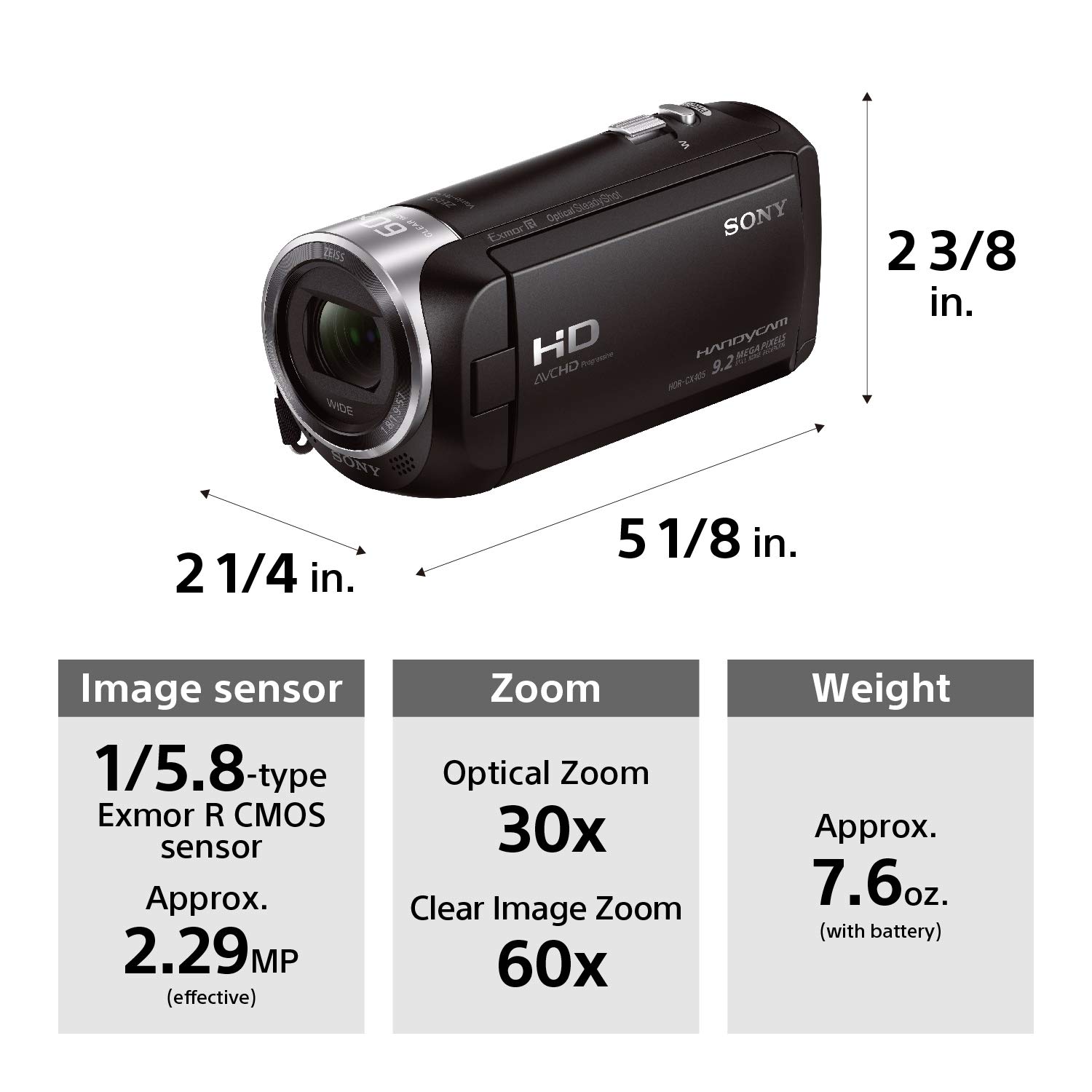 Amazon.com : Sony - HDRCX405 HD Video Recording Handycam Camcorder