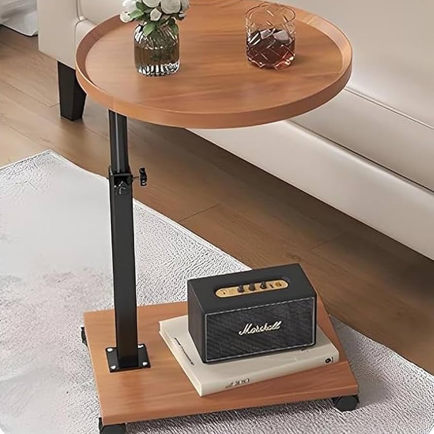 Amazon.co.jp: サイドテーブル キャスター付き 木目調 昇降式 多機能