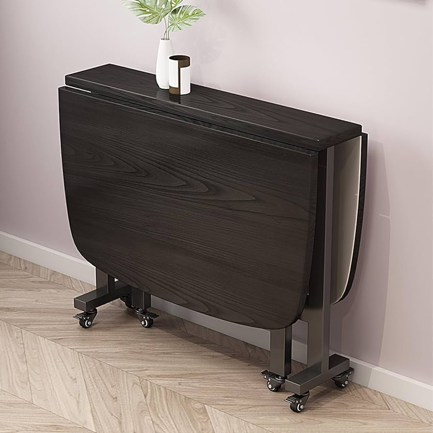 Amazon｜木製折りたたみダイニングテーブル、キャスター付き伸縮式