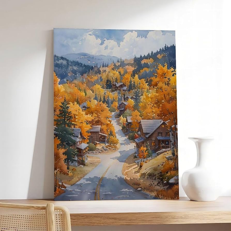 Amazon.com: ZJLAMZ Park City Utah Watercolor Painting Winter