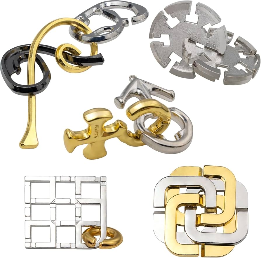 Amazon | 5枚知恵おもちゃ知恵の輪 難易度6～2 リングパズル 知恵玩具