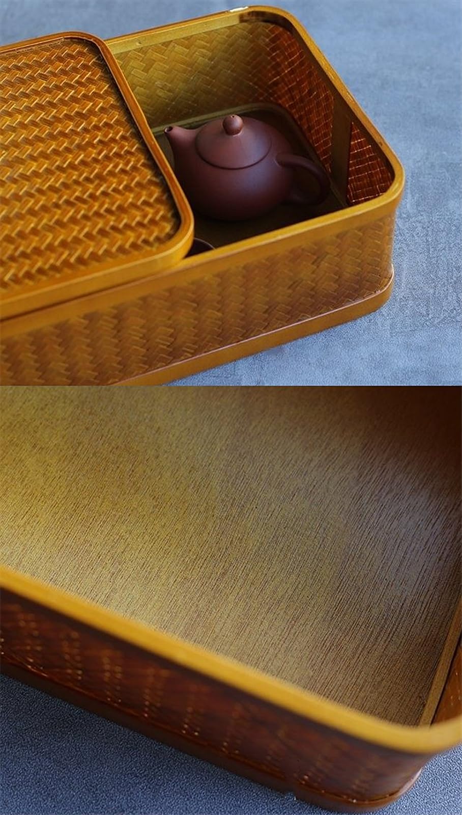 Amazon｜竹編み茶道収納バスケット 竹籠 竹篭 茶道具収納箱 茶盆茶台