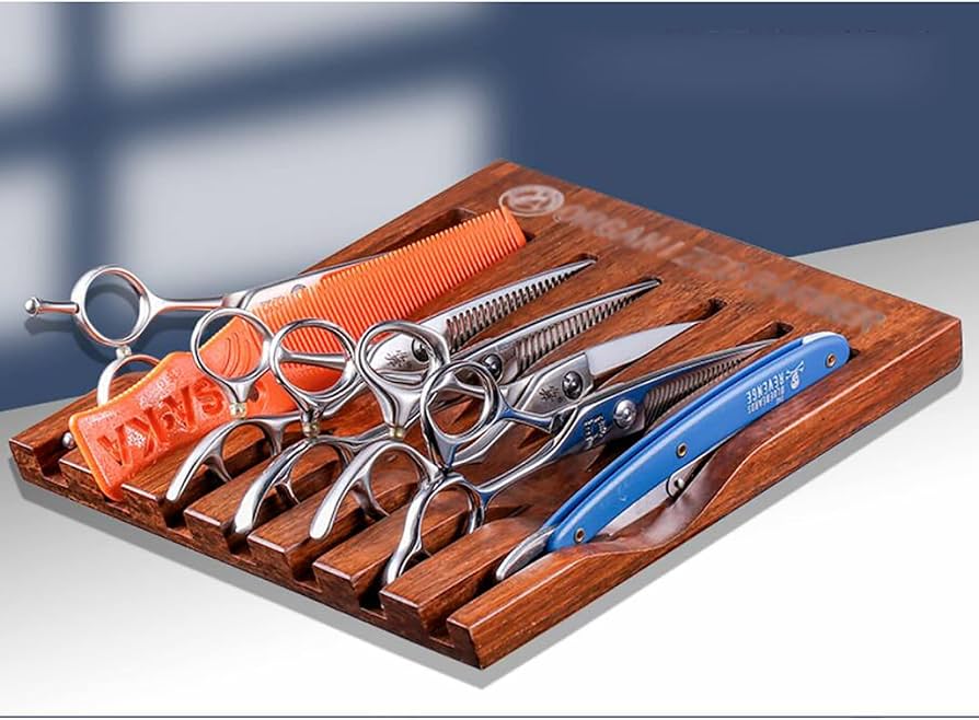 Amazon.co.jp: 7丁 木製 シザースタンド シザートレー シザーケース