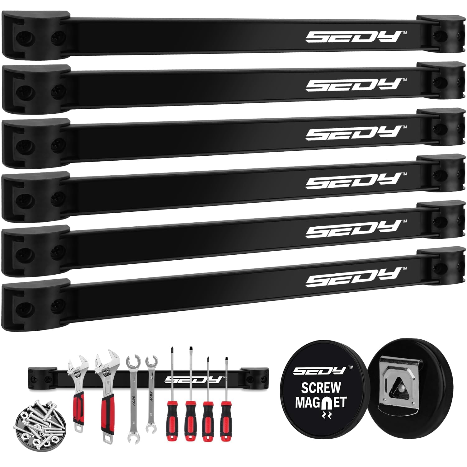 SEDY Magnetic Tool Holder Storage Organizer: 7-Piece Garage Wall