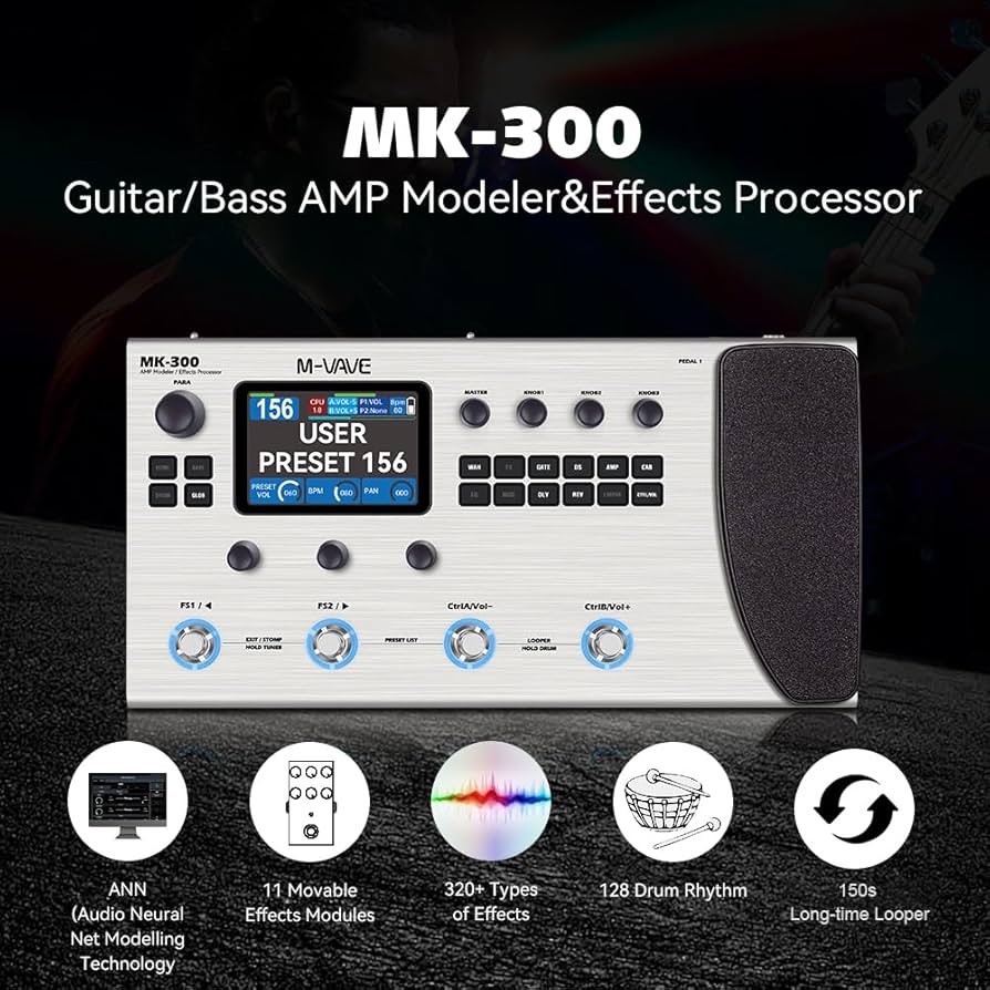 Amazon.com: M-KVIVE MK-300 Guitar Multi-Effects Processor Pedal
