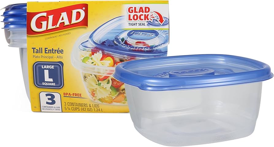 Amazon.co.jp: Glad 食品保存容器 - トールエントレ容器 - 44オンス