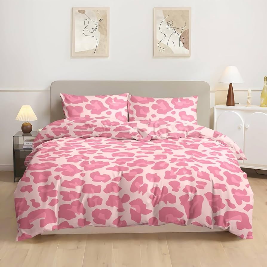 Amazon｜ピンク 掛け布団カバー ヒョウ柄 布団カバー 3点セット