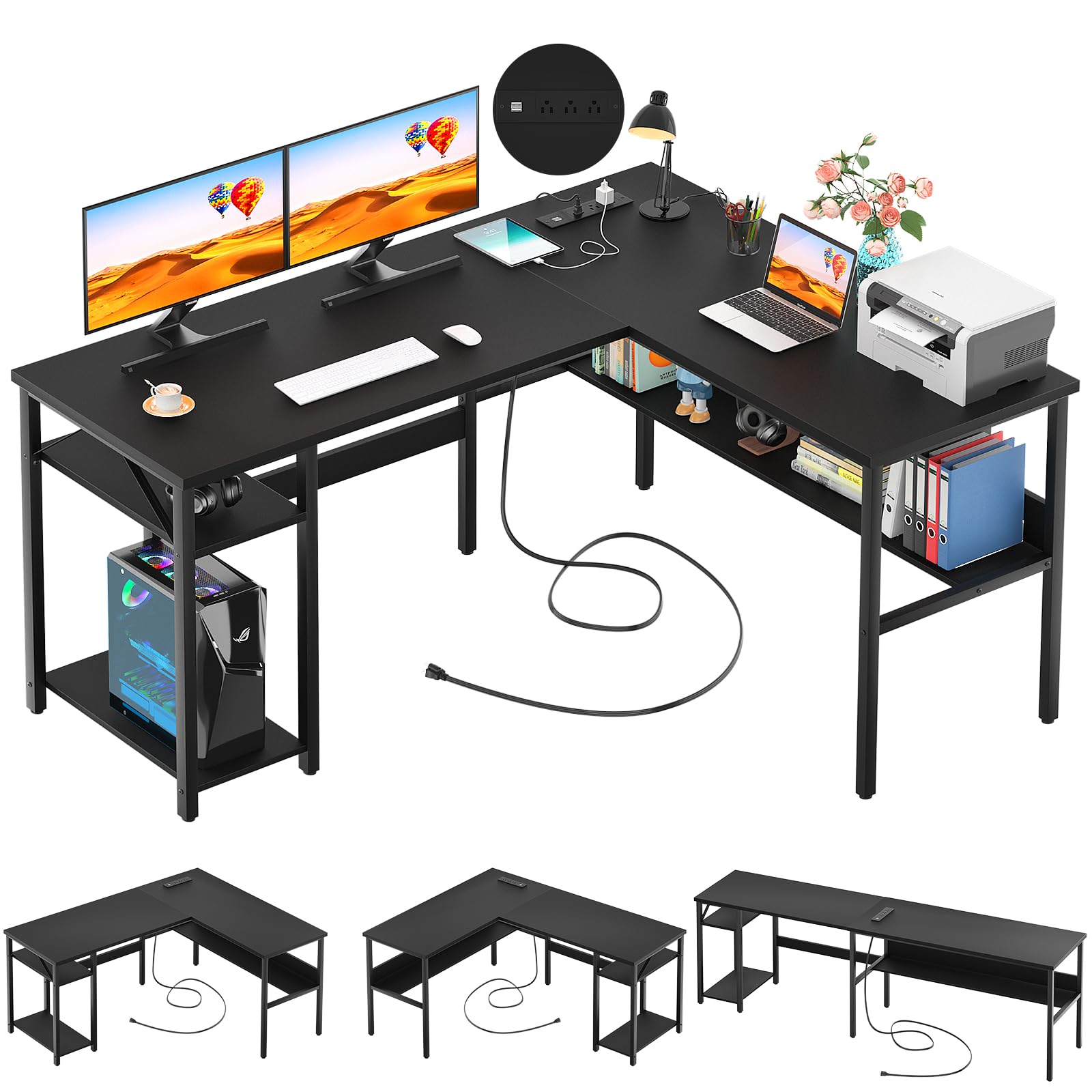 Amazon.com: Unikito Reversible L Shaped Desk with Magic Power