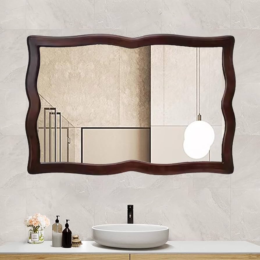 Amazon.co.jp: 浴室化粧鏡 壁掛け 鏡 洗面鏡 壁掛け鏡 アンティーク調