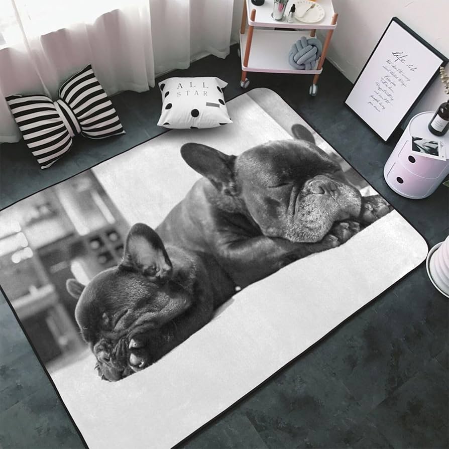 Amazon | フレンチブルドッグ 犬柄 カーペット 長方形 ラグマット ラグ