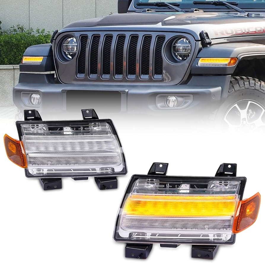 Amazon | Archaic ジープ ラングラー JL JT フロントフェンダーランプ