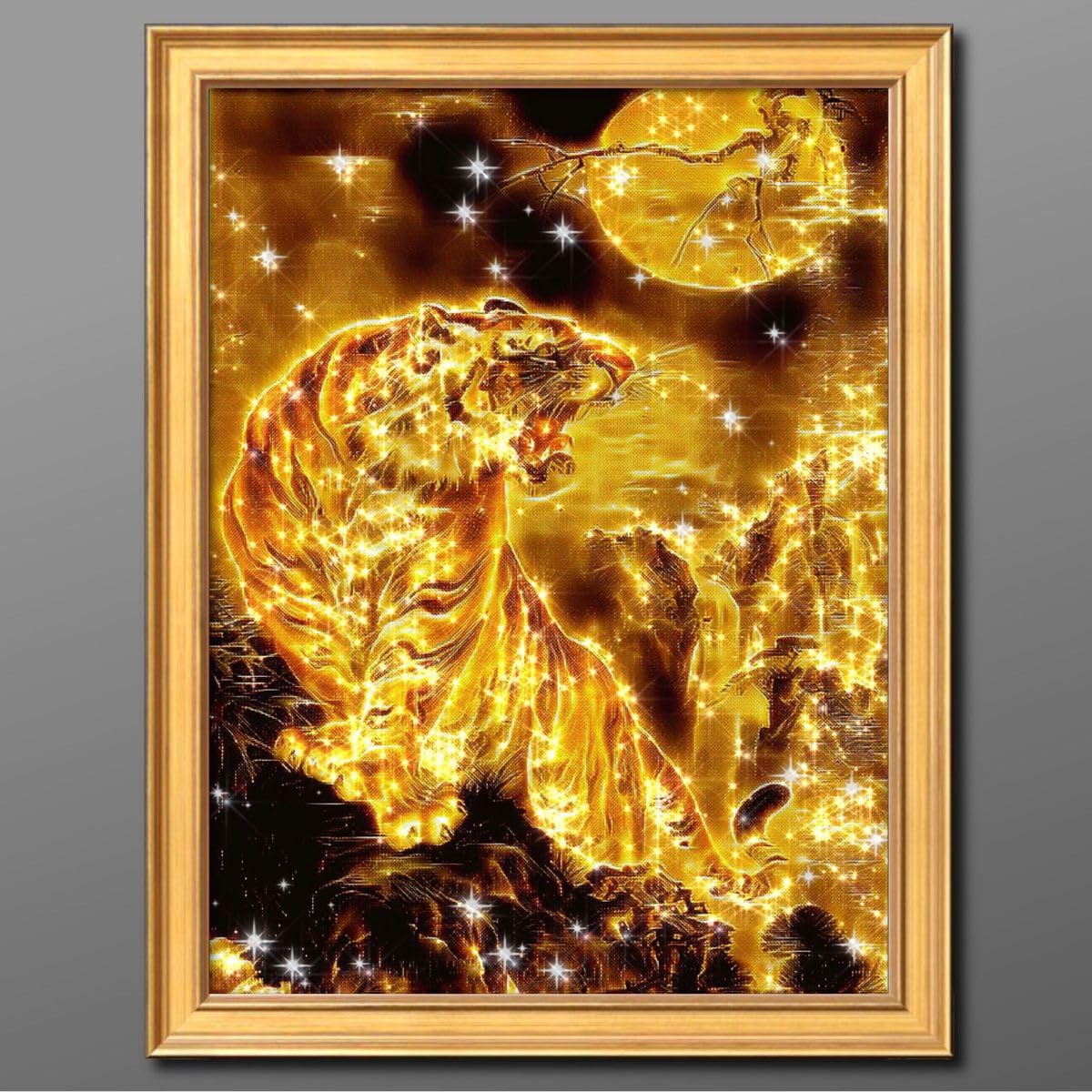 昭和39年 日光 虎 絵画 硝子絵 アート 額装品 骨董品 縁起物 昭和39