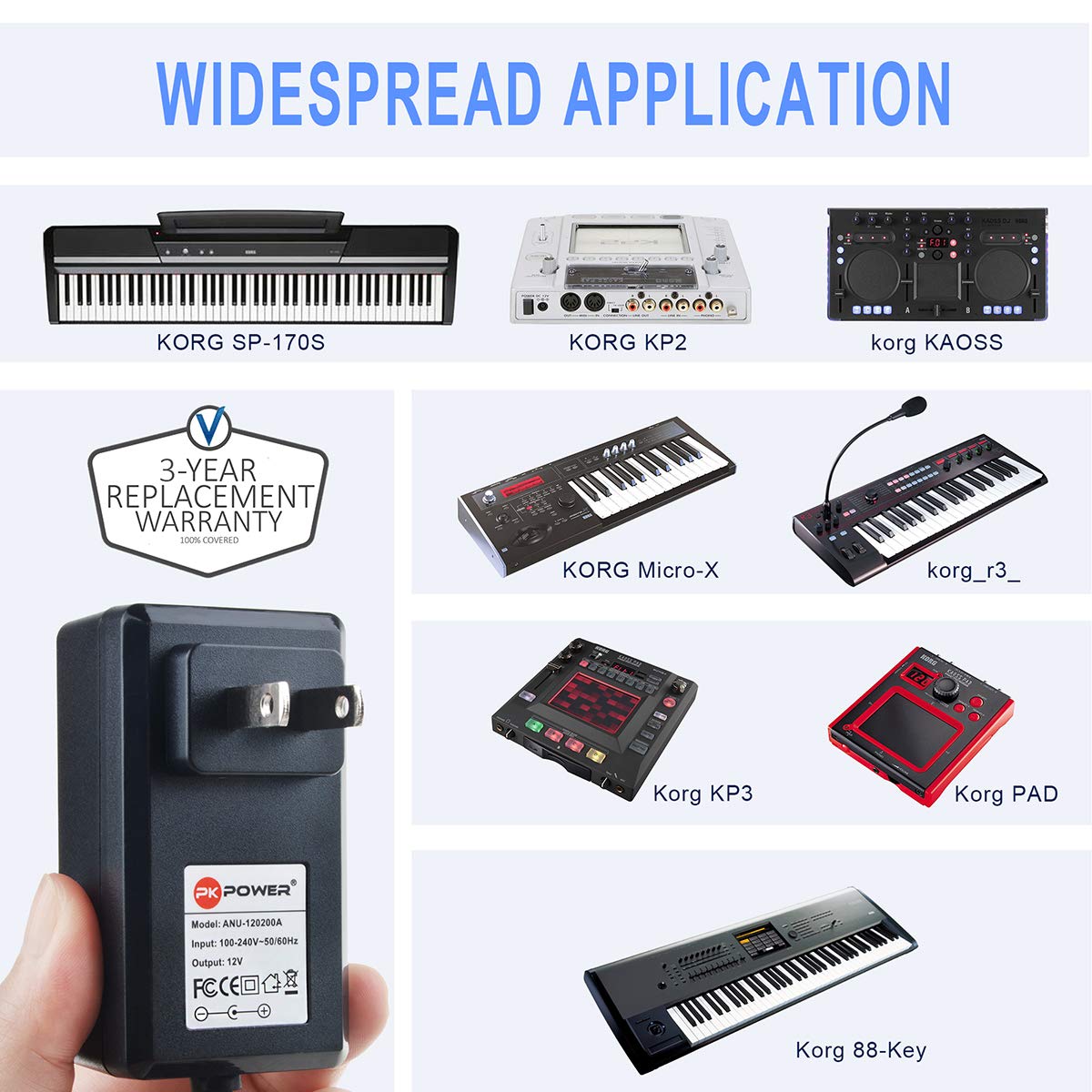 Amazon.com : PKPOWER 12V AC Adapter Compatible with Korg PAD KAOSS