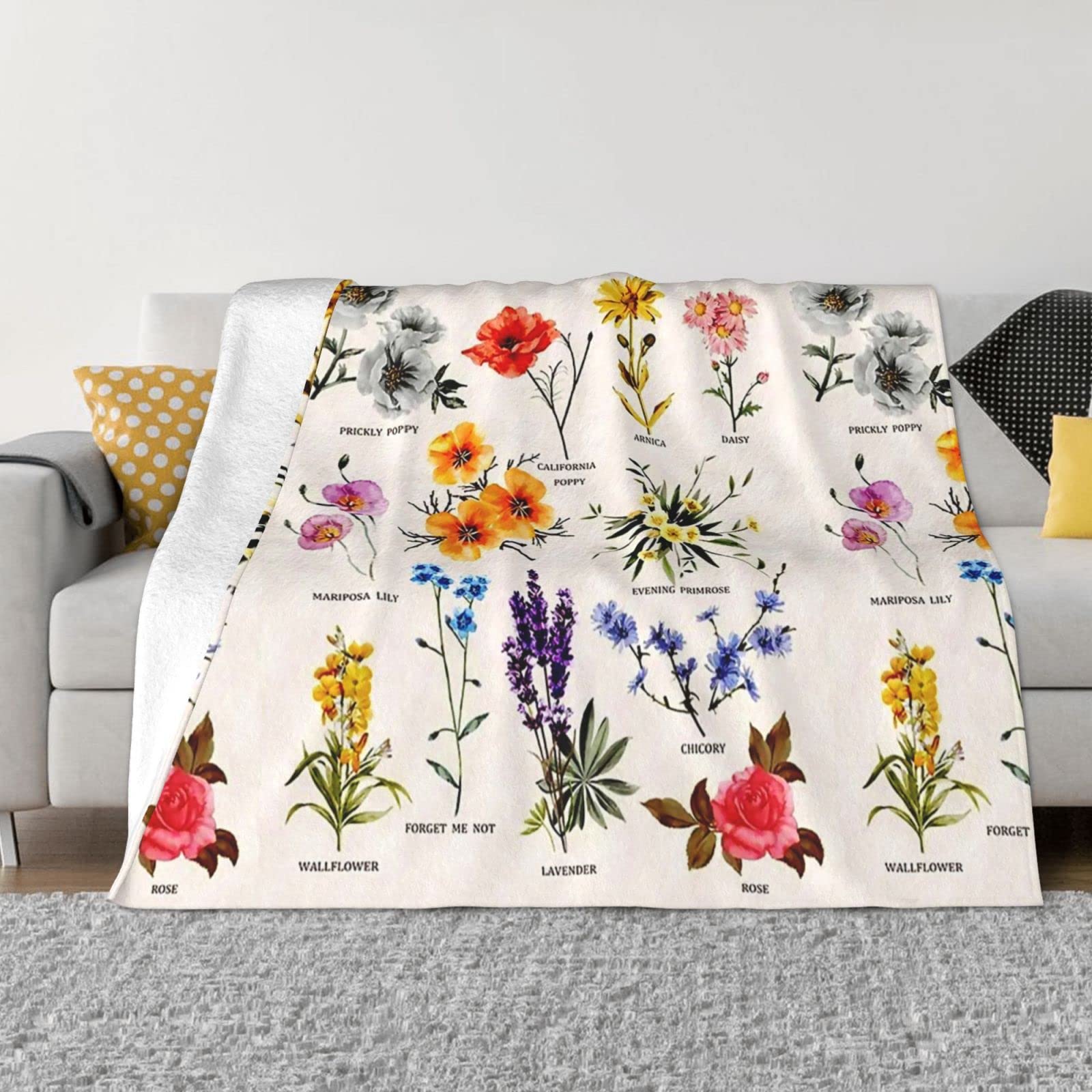Amazon｜ブランケット 花の種類 野生の花 花柄 毛布 ひざ掛け