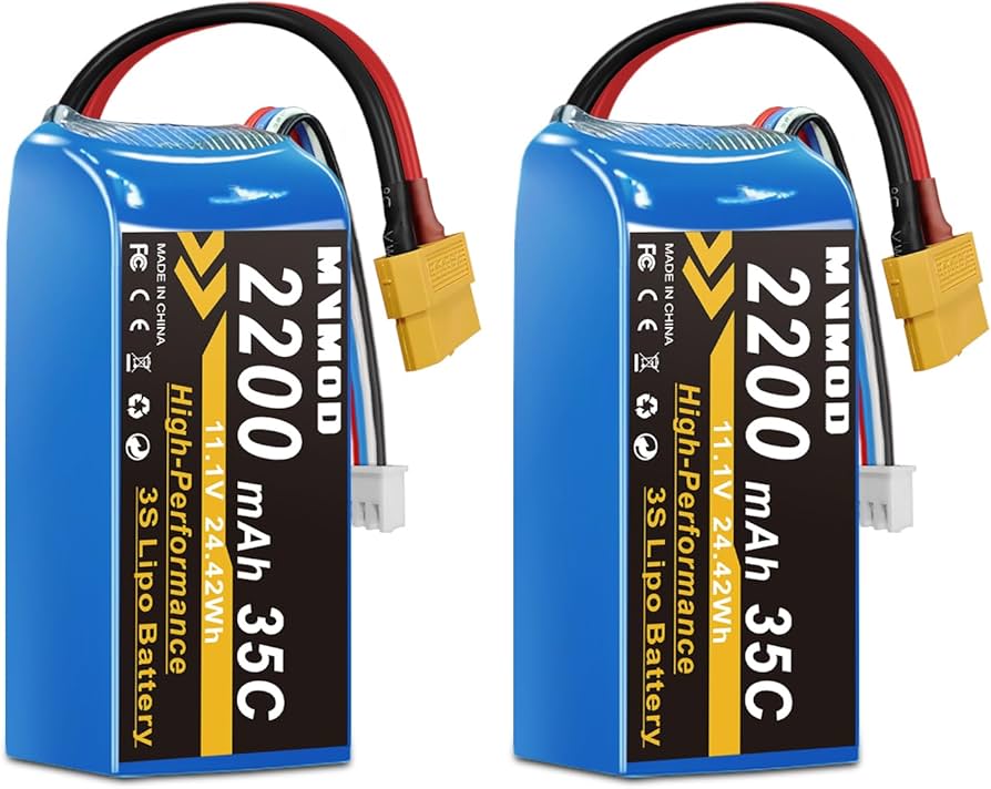 Amazon.com: MVMOD 3S LiPo Battery 2 Pack, 2200mAh 11.1V 35C Lipo