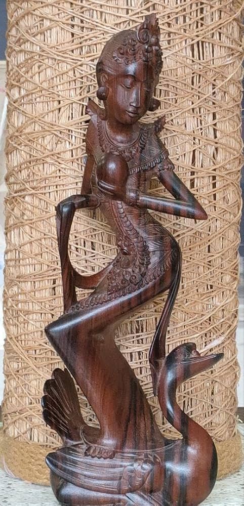 Amazon.co.jp: 置物 インドネシア置物 インドネシア バリ島 縞黒檀女神