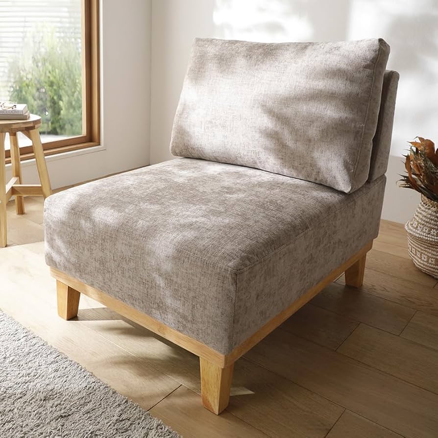 Amazon｜RASIK ソファー 1人掛け グレージュ ロータイプ アームレス 肘