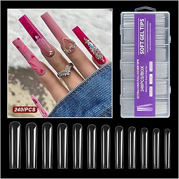 Amazon | ネイルチップ ロング 240枚セット 透明 スーパーロング