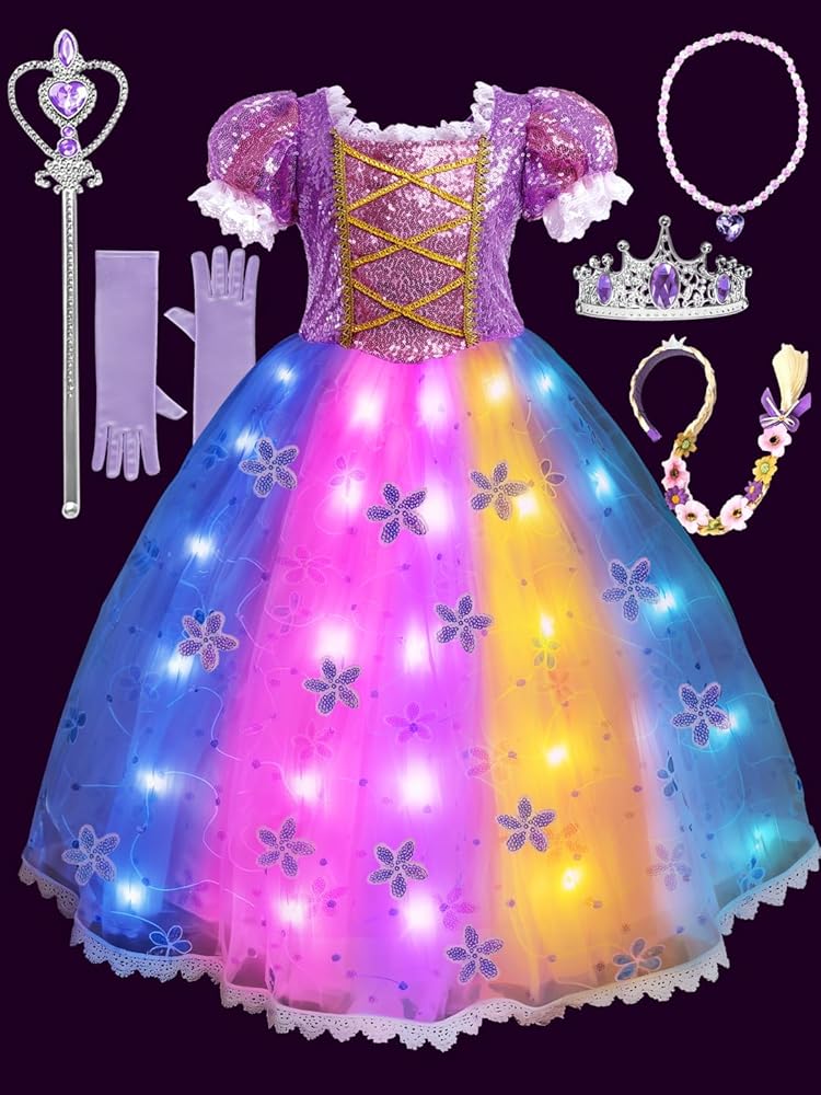 Amazon.com: Princess Costume for Girls 3-9, RGB Lights Music Sync