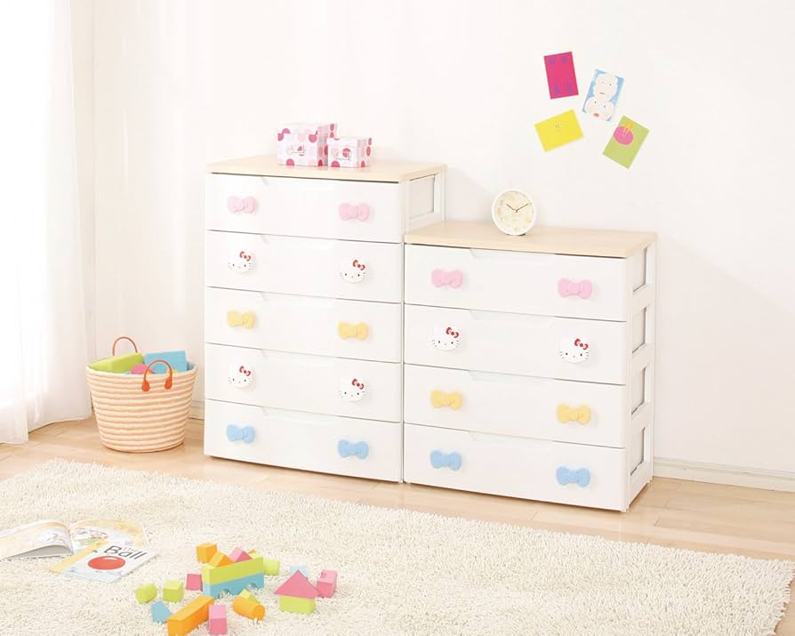 Amazon.co.jp: アイリスオーヤマ キッズチェスト ウッドトップ キティ