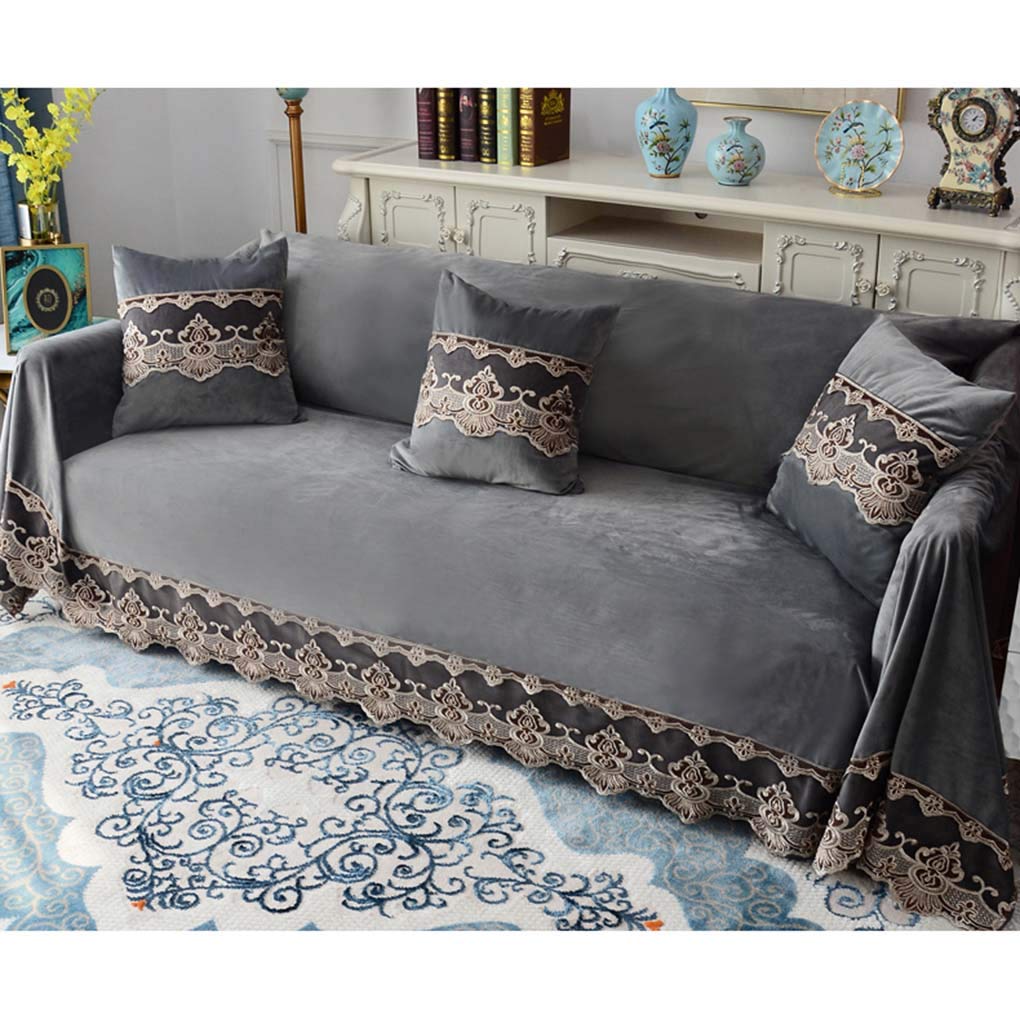 noyes 3人掛け片肘ソファカバー、クッションカバー シルバーグレー