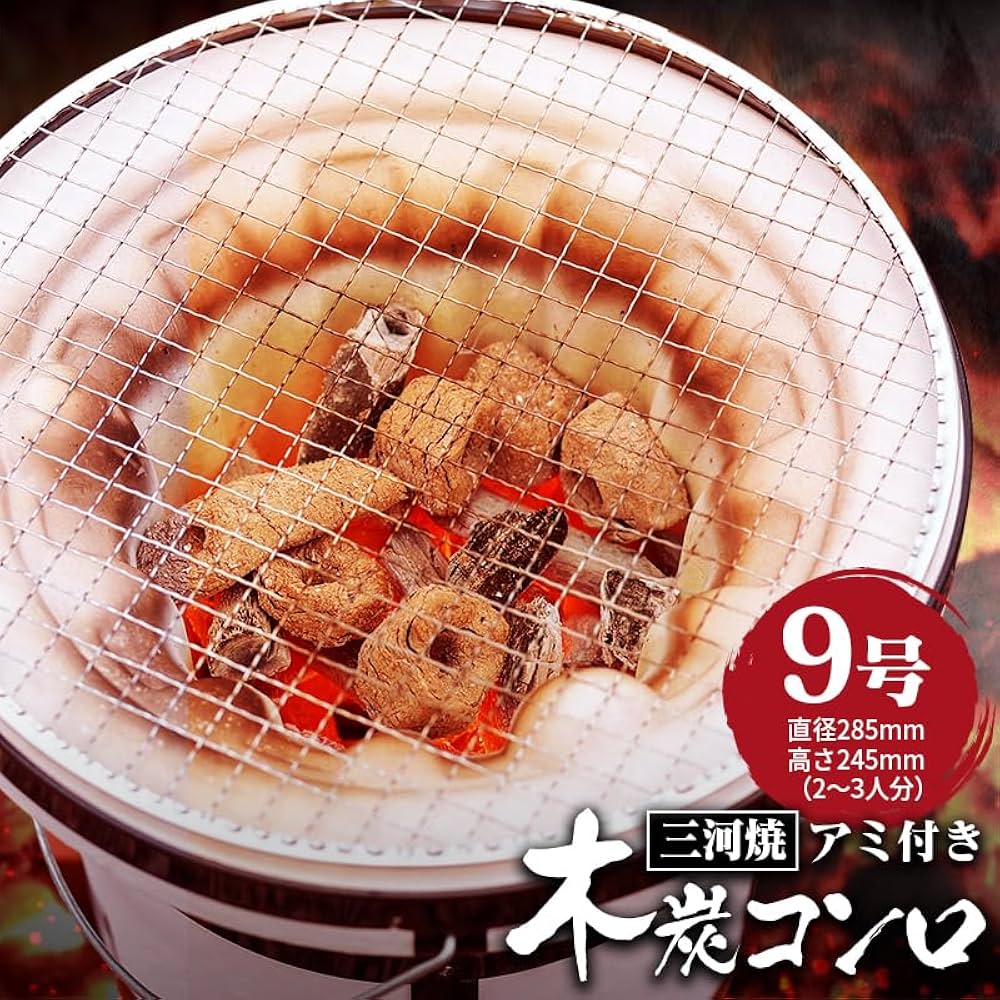 Amazon | 亀島製陶所 木炭コンロ 9号 （アミ付き）七輪 | 亀島製陶所