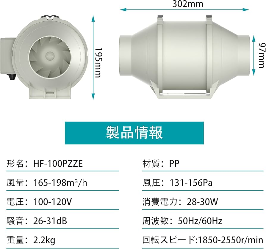Amazon.co.jp: OOPPEN ダクトファン ワイヤレススイッチ付 100mm 風量