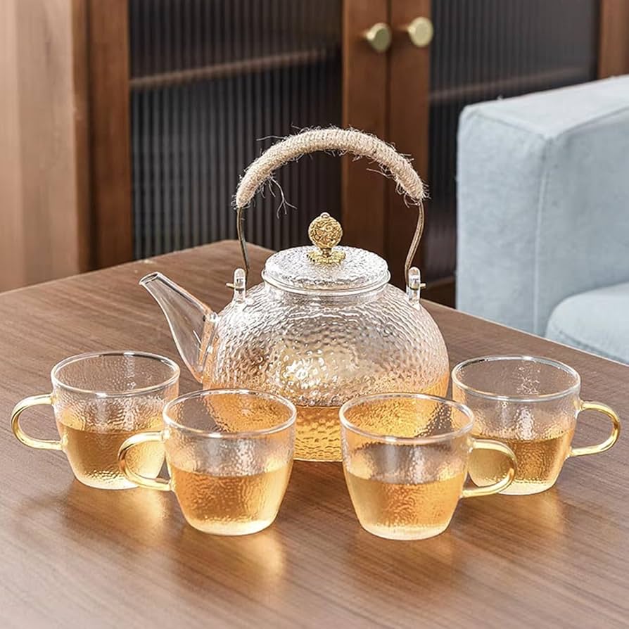 Amazon | ティーポット 耐熱ガラスティーポットセット 透明 700ml 上手