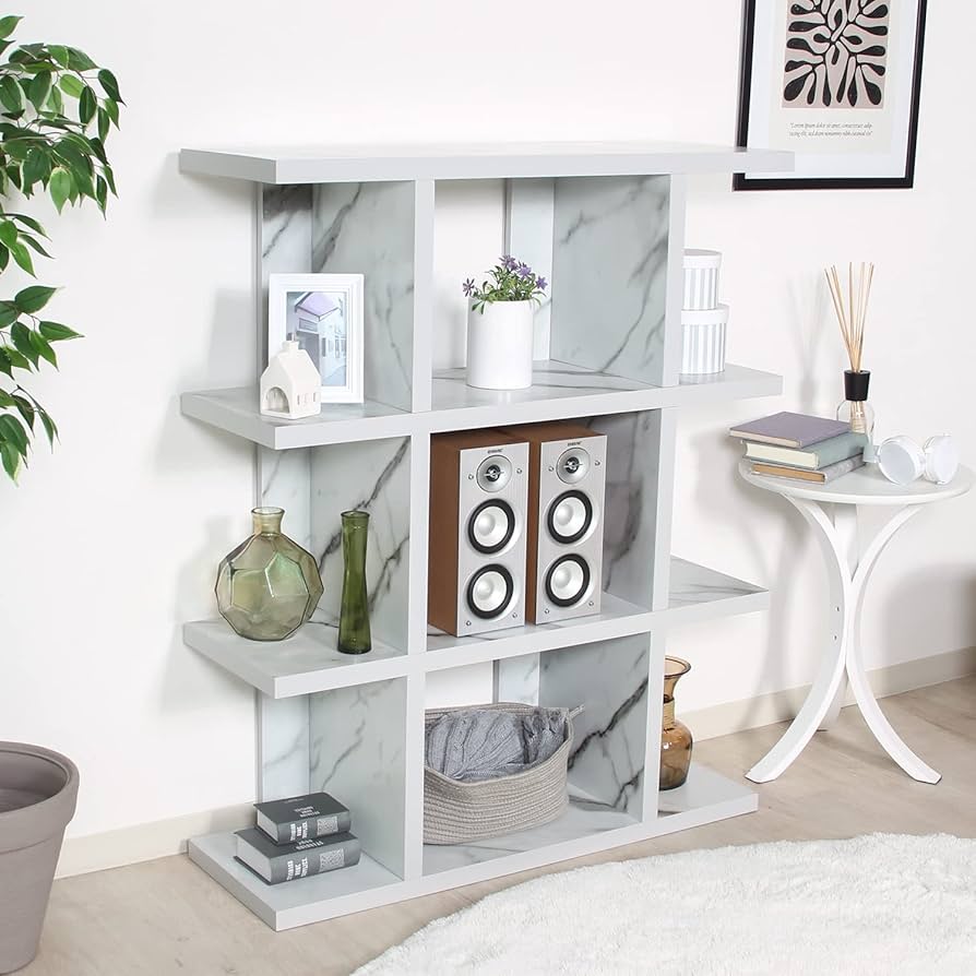 オープンシェルフ4段大理石柄幅90cm×奥行31cm×高さ108.5cm