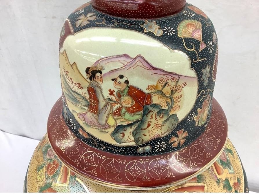 希少品骨董薩摩焼 壺 沈香壺 花瓶 金彩 芸術品 壺花瓶 蓋付き高さ410mm