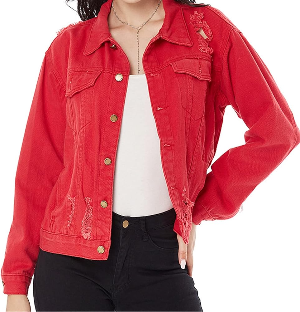 Amazon | [GaoAN] レディースジージャン 春と秋の女性の赤いデニム